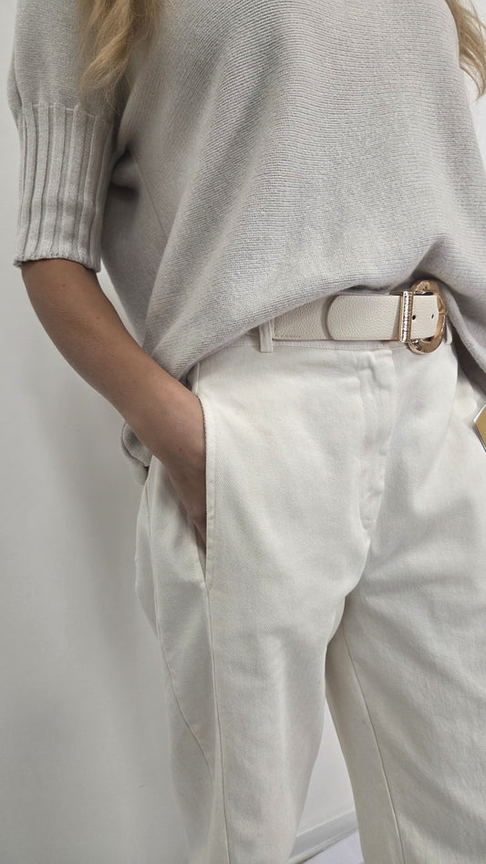 Krémový svetr s krátkým rukávem