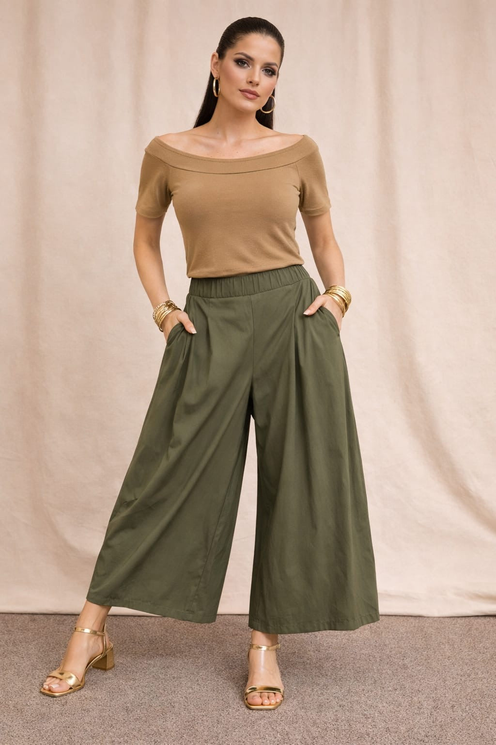 Kalhotová sukně zelená