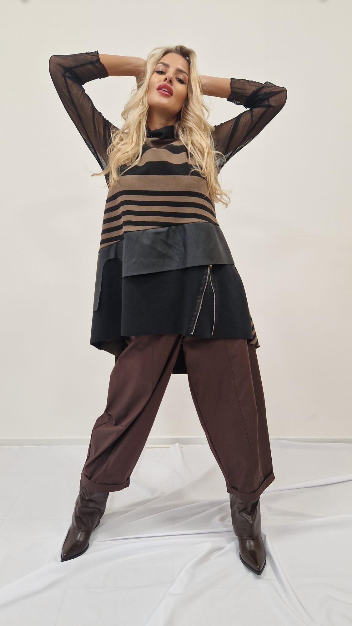 Tuniková vesta s pruhy