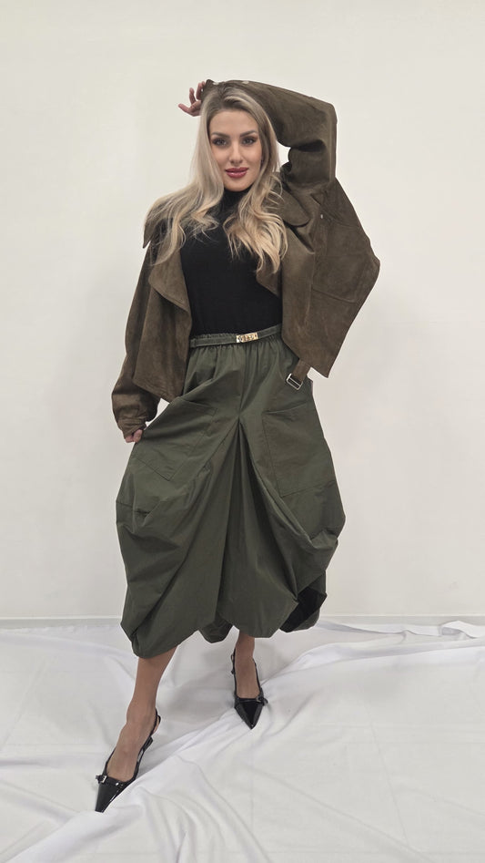 Khaki midi sukně